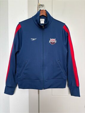 VINTAGE SPEEDO USA SWIMMING TRACK FULL JACKET WOMENS LARGE